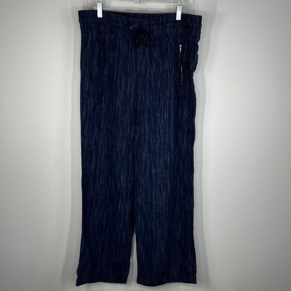 Athleta Cabo Textured Linen Wide Leg Pants in Rain Dance  Size 16 - Picture 2 of 13